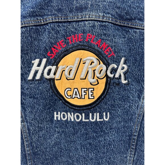 Vintage 90s Lee Jeans Hard Rock Cafe Oversized Jacket Size Small (Fits Large) - Picture 3 of 7